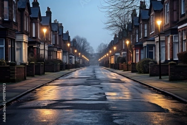 Fototapeta Neighborhood street city architecture cityscape.