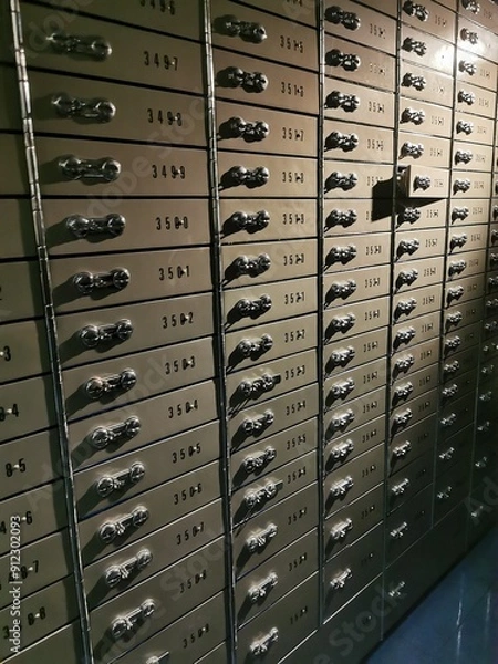 Fototapeta old safe deposit boxes in the bank