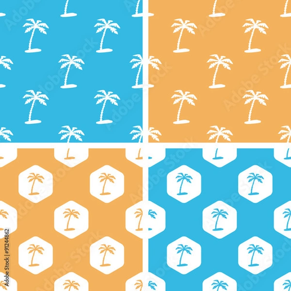 Fototapeta Palm tree pattern set, colored