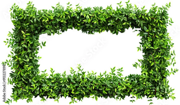 Fototapeta Lush green leaves forming a natural frame, cut out