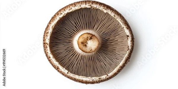 Obraz Mushroom Cap Isolated on White Background, Top View Generative AI