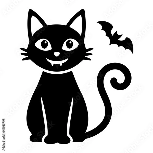 Fototapeta Silhouette cat pet animal icon for Halloween festival