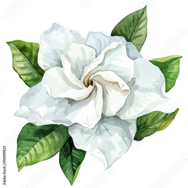 Fototapeta Watercolor vector of Gardenia flower, isolated on a white background, Gardenia flower vector