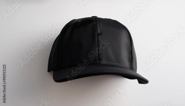 Fototapeta black cap on a white wall close up