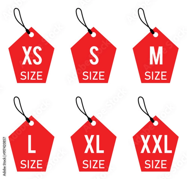 Fototapeta Set clothing size labels size label tag Clothing neck label tag concept no border vector design on white background in eps 10 .