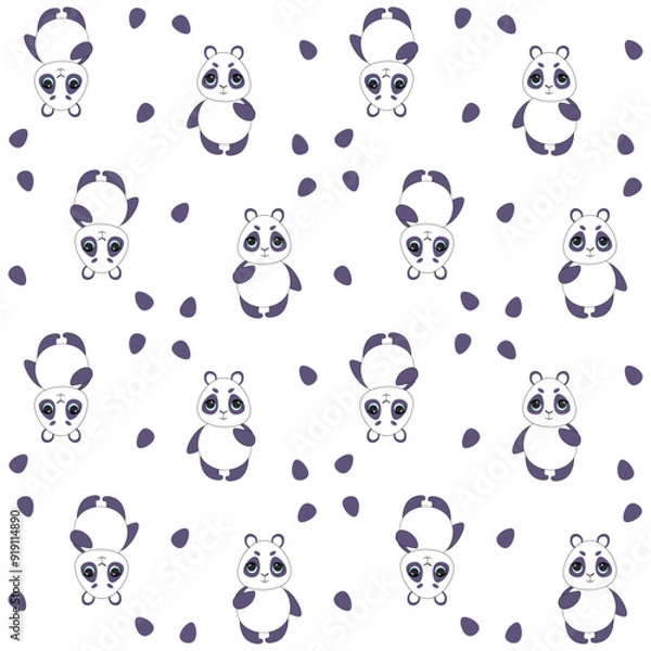 Fototapeta Seamless pattern of cute pandas