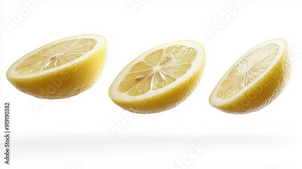 Fototapeta slice of lemon, lemon slice on white, lemon on white background