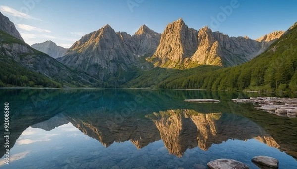 Fototapeta Mountain Reflection in a Still Lake 31