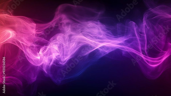 Fototapeta A vibrant abstract swirl of colorful smoke in shades of pink and purple against a dark background.