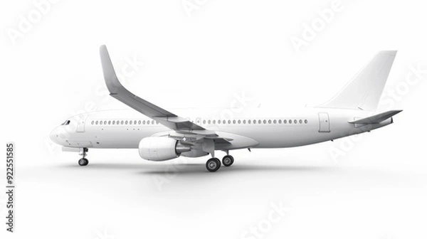 Fototapeta white commercial airplane isolated on white