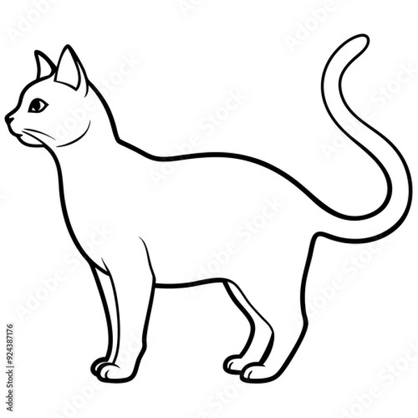 Fototapeta Cat right side face line art vector