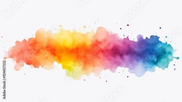 Obraz Watercolor splashes forming a harmonious rainbow gradient, with a focus on the delicate blending of colors and a whimsical, creative feel