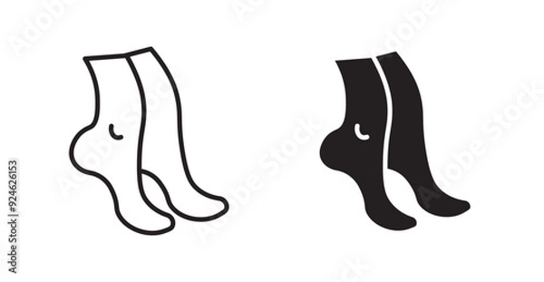 Fototapeta Tiptoe feet vector icon in solid and outline style