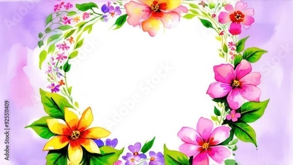 Fototapeta frame made from beautiful flowers with free place for text on a light background 