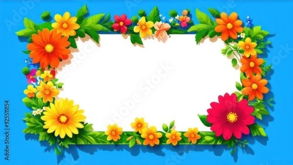 Fototapeta frame made from beautiful flowers with free place for text on a light background 