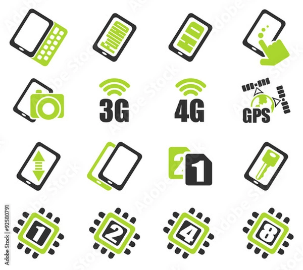 Fototapeta Mobile or cell phone, smartphone,  specifications and functions