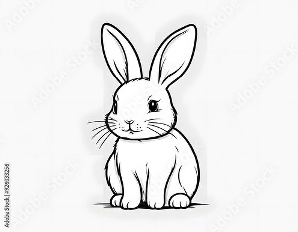 Fototapeta Drawing of a cute little rabbit to color.