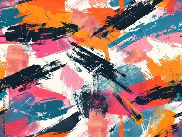 Fototapeta Vibrant Brushstrokes: Bold Abstract Pattern Wallpaper