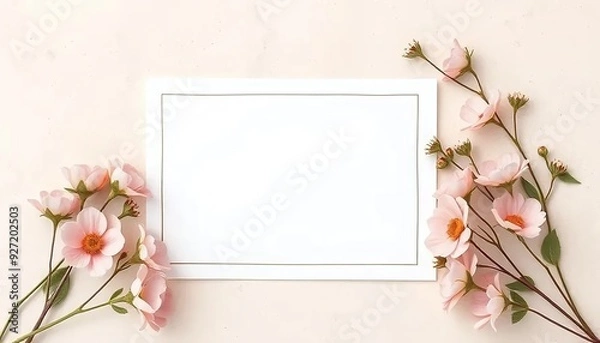 Fototapeta wedding invitation mockup a blank template suitable for design or product placement featuring a blank card against a neutral backdrop