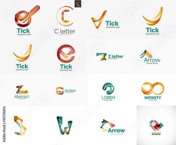 Fototapeta Set of universal company logo ideas, business icon collection