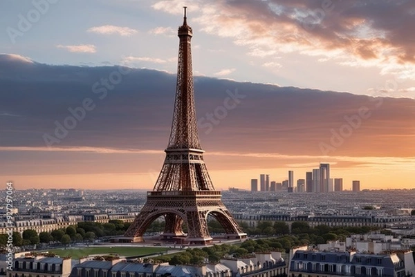 Fototapeta Innovative Futuristic Design of the Eiffel Tower in a Stunning Parisian Skyline