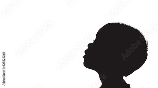 Fototapeta silhouette profile of a 2 year old child