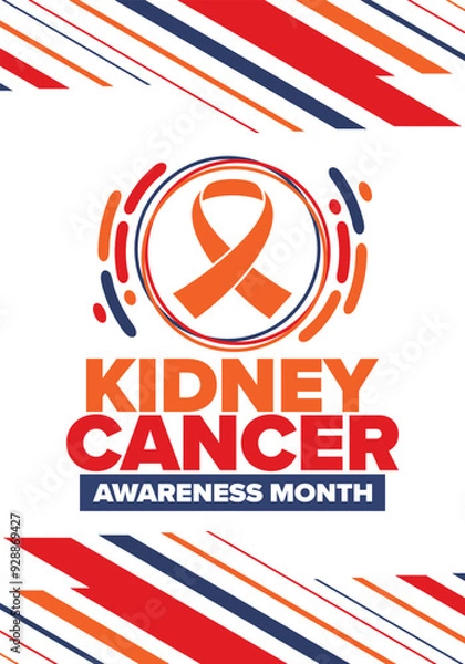 Fototapeta Kidney Cancer Awareness Month. Celebrate annual in March. Control and protection. Prevention campaign. Medical healthcare concept. Poster with ribbon. Banner and background. Vector illustration