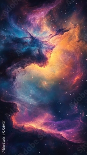 Fototapeta Colorful nebula clouds forming in deep space