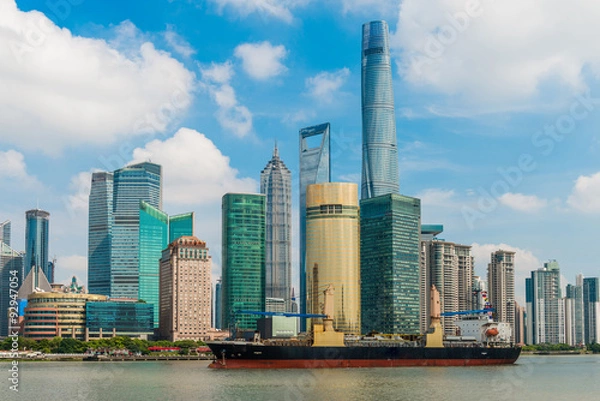 Fototapeta skyscrapers beautiful scenery, World Financial Center and Jin Mao Tower,shanghai tower in Shanghai, These are the tallest buildings in Shanghai.