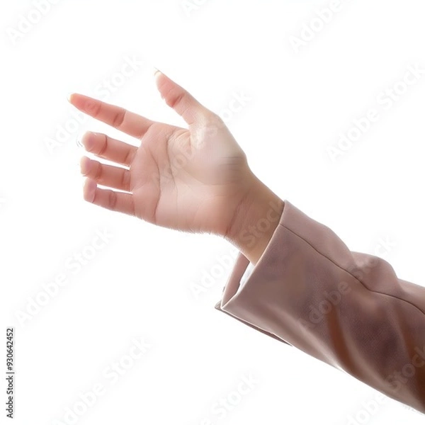 Fototapeta hand holding something isolated on white background.