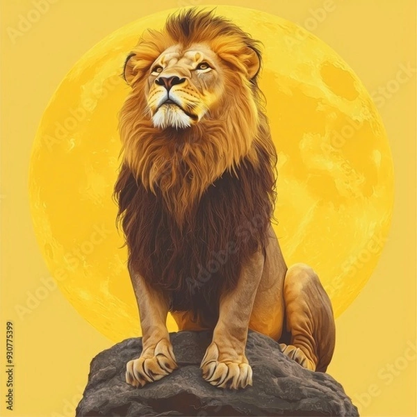 Fototapeta Majestic Lion Roaring at the Moon