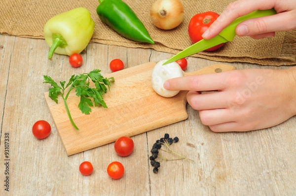 Fototapeta Cutting prepairing vegetables