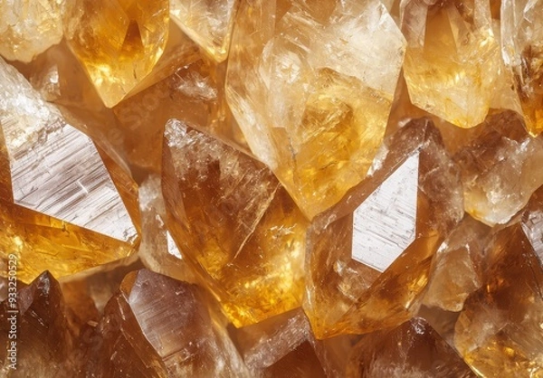 Fototapeta Sparkling amber quartz crystals