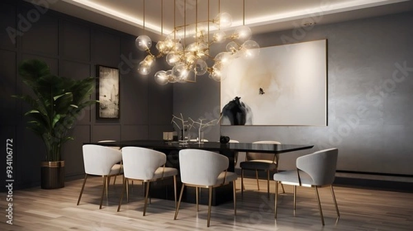 Fototapeta A modern and elegant dining area with a sleek, stylish design
