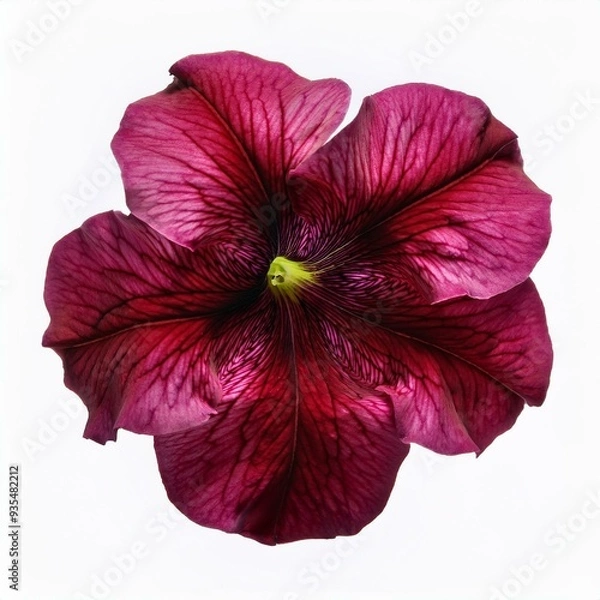 Fototapeta Single Red Burgundy Petunia isolated on white background