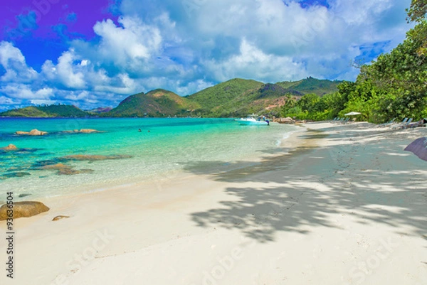 Fototapeta Beautiful beach, Island Praslin - Seychelles