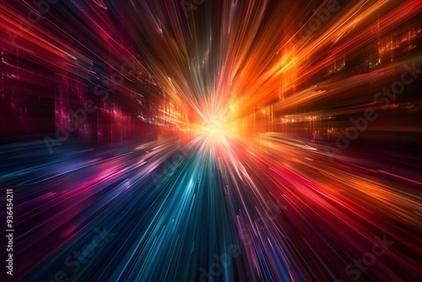 Fototapeta Vibrant Cosmic Burst: A Journey Through Colorful Light and Energy