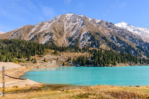 Fototapeta Big Almaty lake is a highland reservoir and natural landmark in Almaty, Kazakhstan.