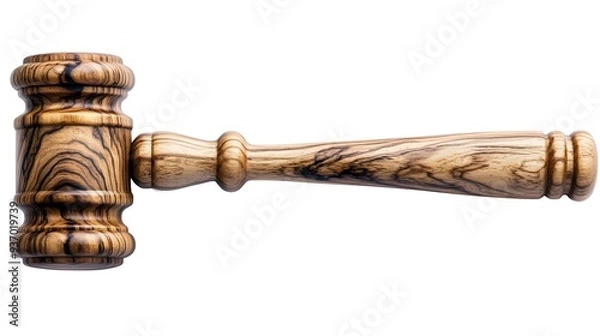 Fototapeta Wooden Gavel Isolated on White Background.