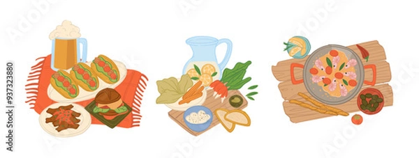 Fototapeta Picnic Food Selection Vector Illustration