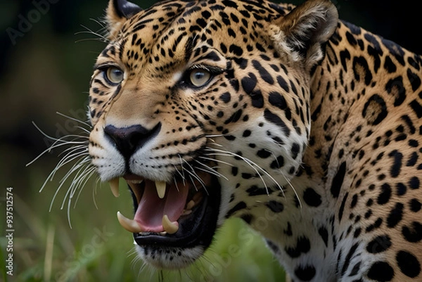 Fototapeta A close up of a Jaguar in a forest