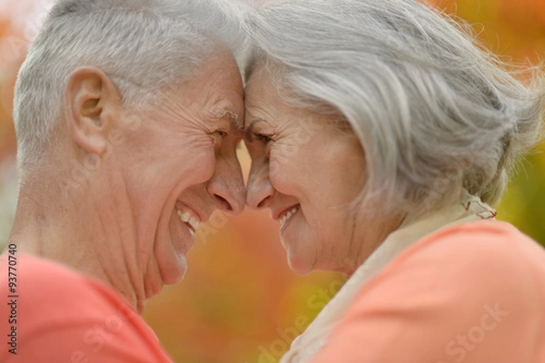 Fototapeta Beautiful caucasian elderly couple