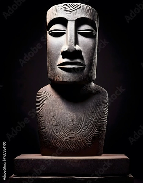 Fototapeta Moai isolated in a black background