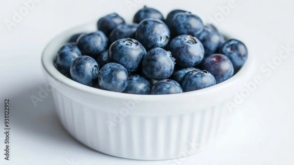 Fototapeta Close-up of Blueberries in a White Bowl