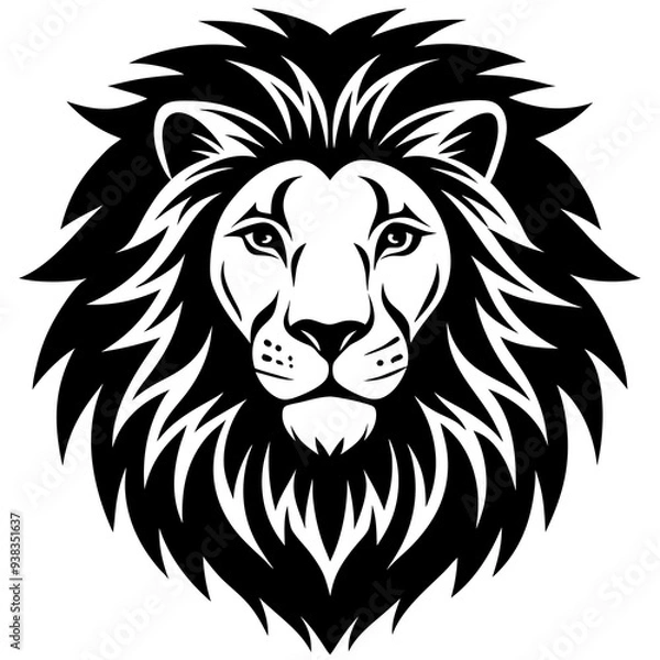 Fototapeta Lion Head Silhouette Vector Art Illustration