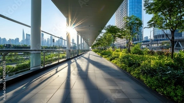 Fototapeta A city wherein green spaces and public art displays improve the standard of living in the city