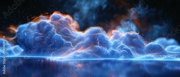 Fototapeta Futuristic 3D Cloud Network Hologram with Interactive Data Visualization