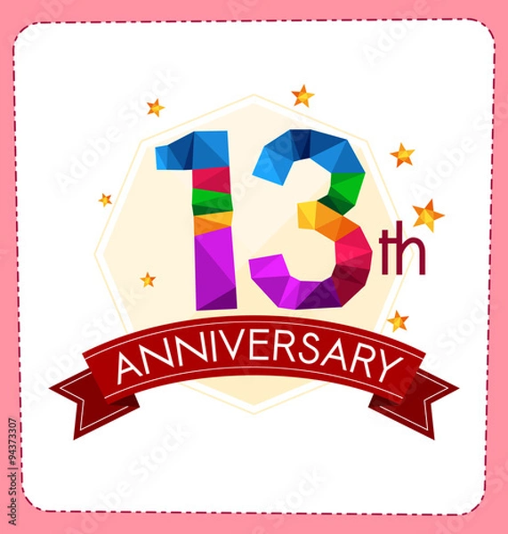 Fototapeta colorful polygonal number anniversary logo