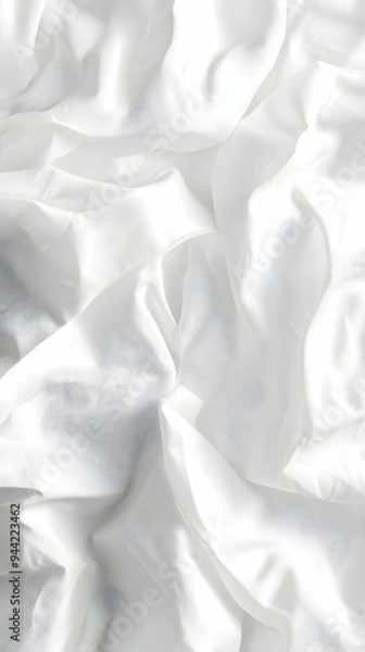 Fototapeta White fabric texture wrinkled texture ,Soft focus white fabic crumpled from bedding sheet use us background