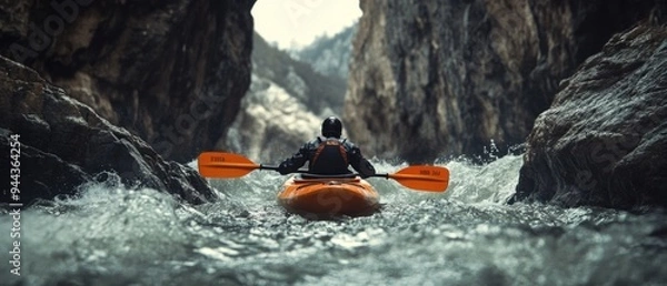 Fototapeta Kayaking Through Rapids